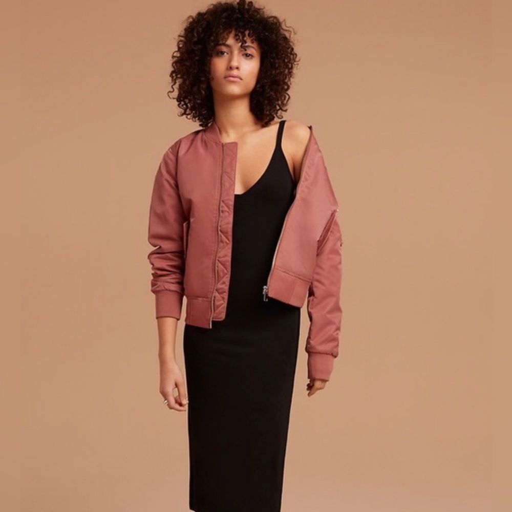 Aritzia Wilfred Free Pink Avion Bomber Jacket womens size XS